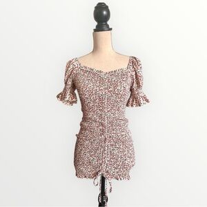 Ruched Smocked Mini Dress